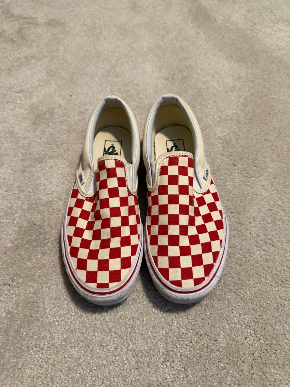 Vans Classic Slip-On Checkerboard Sneakers - Red/White